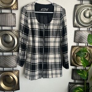 Chic Black and White Tweed Jacket